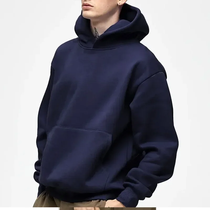 16.9oz 480 Grams Heavy Weight Cotton Velvet Hooded Sweater Men Thickened Tight Polar Fleece Pullover Hoodie Women Sweatshirt
