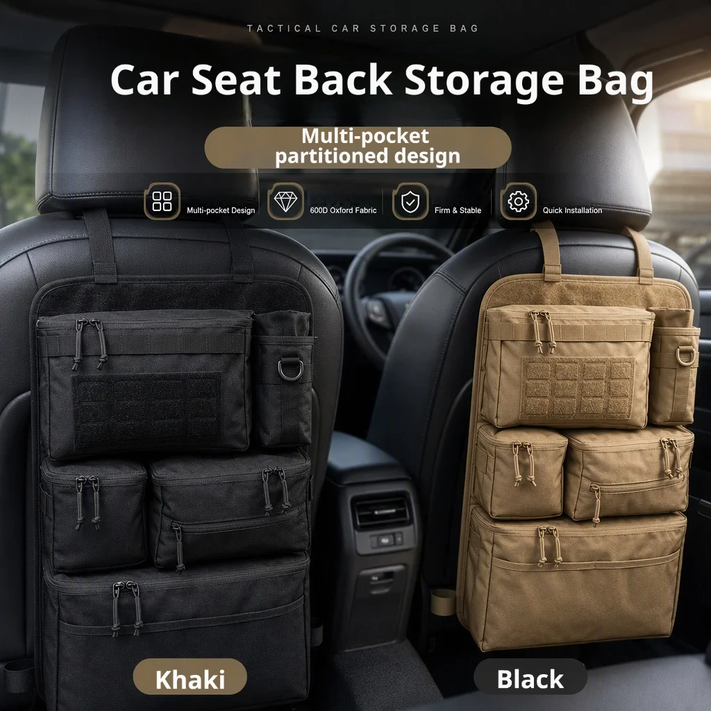 Taktische Aufbewahrungstasche für Auto-Rücksitze, Multifunktionaler Gepäck-Organizer und Aufbewahrungstasche, Hängende Rücksitztasche für Roadtrips – Detail 2