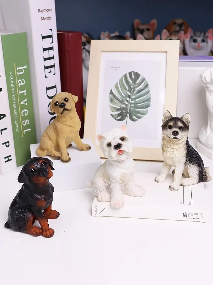 Simulated puppy Ornaments office garden decor Husky West Highland White Terrier Rottweiler resin statue crafts home decor gifts