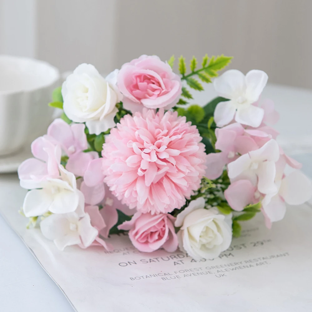 

Artificial Flowers Rose Chrysanthemum Silk Bouquet Wedding Outdoor Garden Yard Arch Decor Home Room Table Festival Accessories