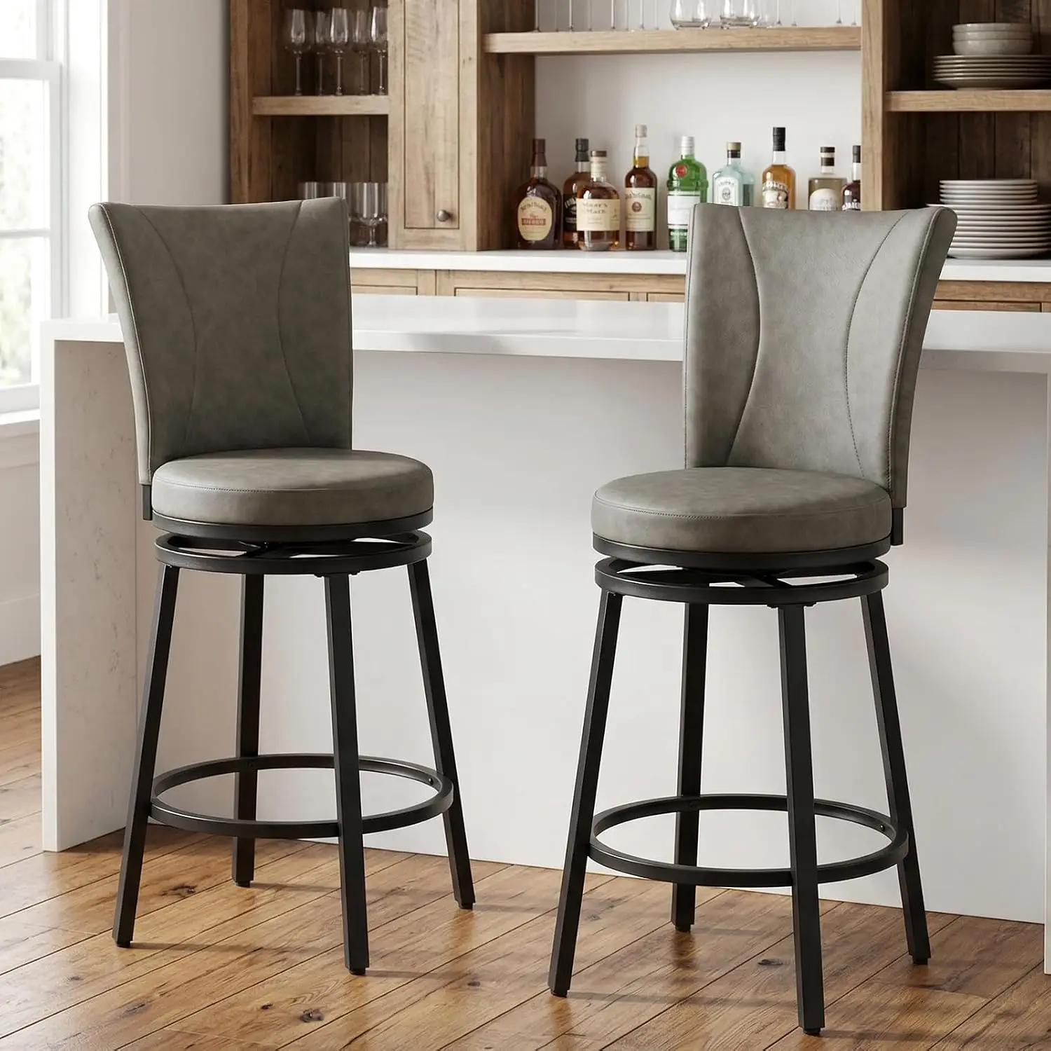 PU Leather Swivel Bar Stool 24