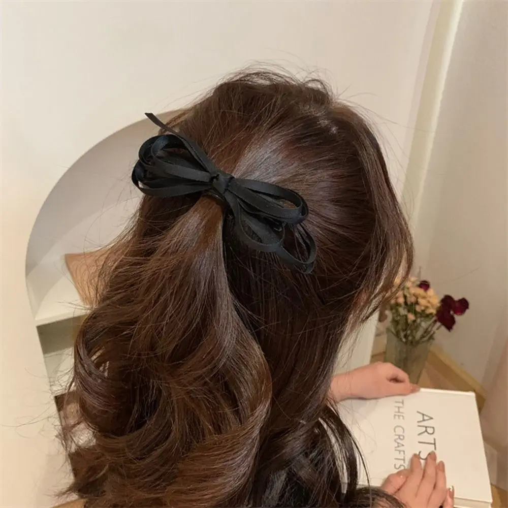 Creative y2k Hair Clip Spring Clip Cloth Girl Hair Rope Female Hair Accessories Korean Style Headwear Balletcore Bow Hairpin