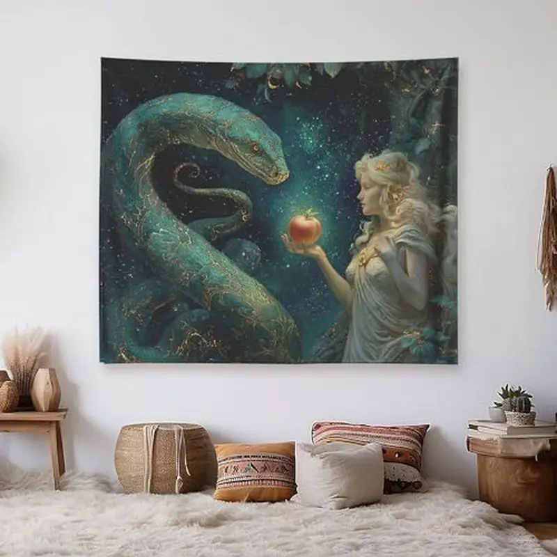 VIKAMA Fantasy Dragon Snake Tapestry, Mythical Wall Hanging, Galaxy Style Wall Decor Bedroom Living Room Esports Room Decor