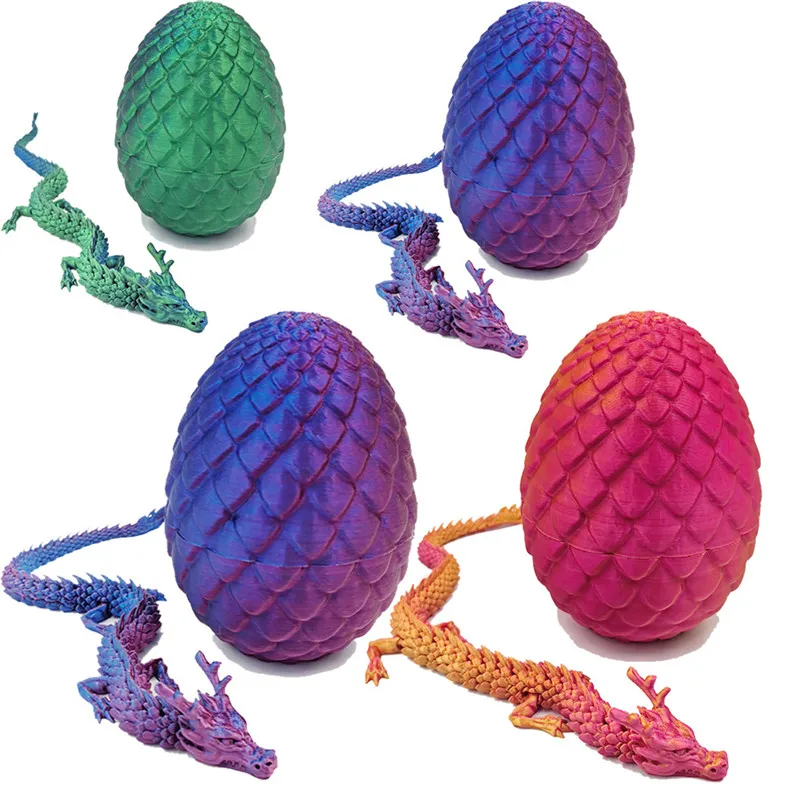 3D Printing Crystal Dragon Egg, Chinese Dragon Full Joint Mobile, Desktop Decoration, Creative Toy for Children's Birthday Gifts