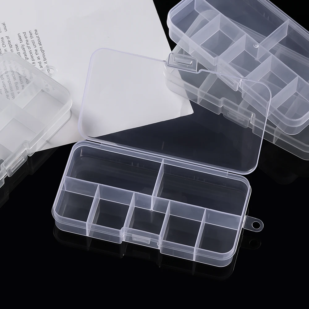 1 pz 7/8 Griglia Contenitore di plastica trasparente per gioielli per perline Custodia per orecchini Scatola di immagazzinaggio rettangolare per gioielli