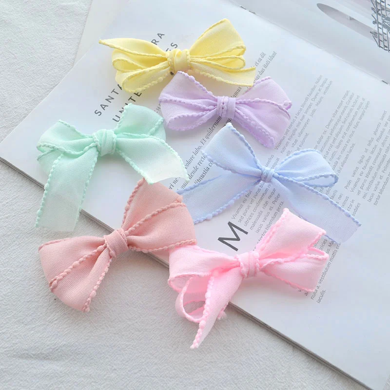 DIY Jewelry Accessories Self-Made Bowknot Hairpin Hair Rope Material 25MM Edge Spring Color Gauze Tape Handmade Wholesale