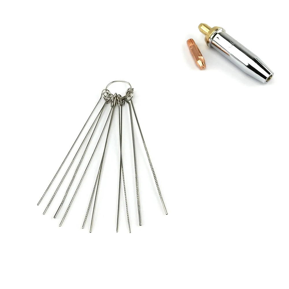 Nozzle Cleaner Gas Welding Brazing Cutting Torch Tip Cleaner 10Pcs Set 0.6mm-1.3mm Guitar Nut Needle Files Nozzle Jet