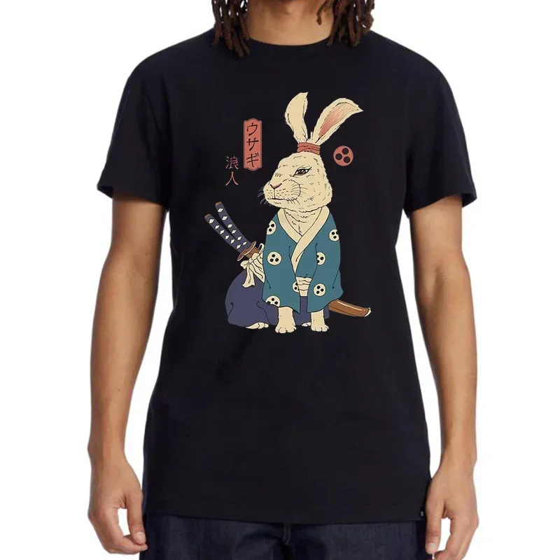 

XIN YI Men's T-shirt High Quality 100% Cotton Funny Bunny Printing Summer Anime Casual Cool Loose O-neck Men T-shirt Male Tops