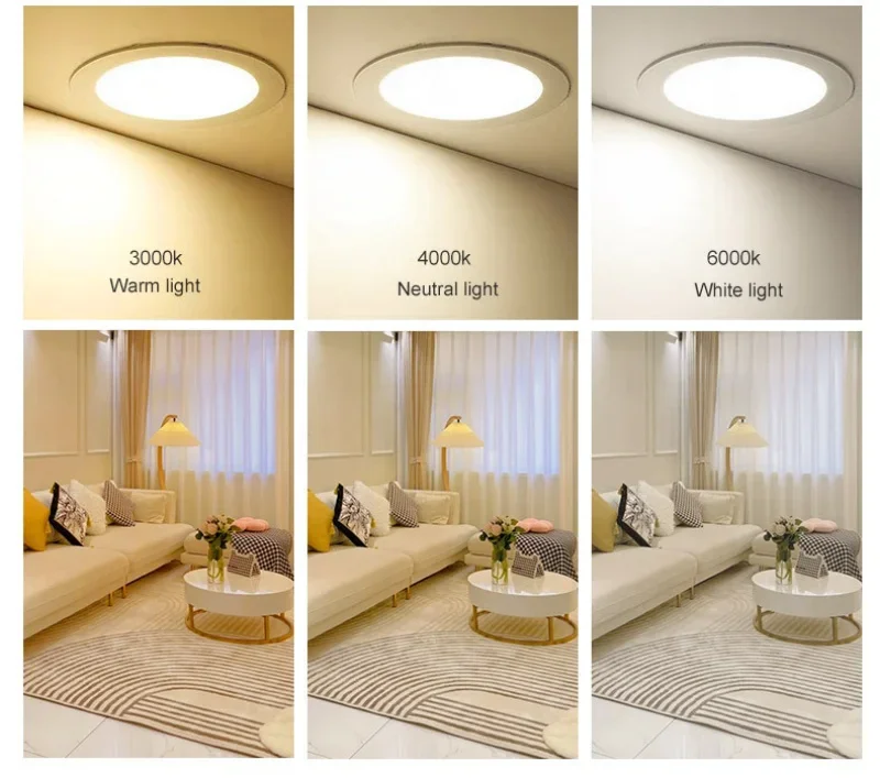 1pcs AC 85-265V Ultra Thin Round/Square LED Panel Light 6W 8W 15W 20W Aluminum Ceiling Recessed Downlight open hole adjustable
