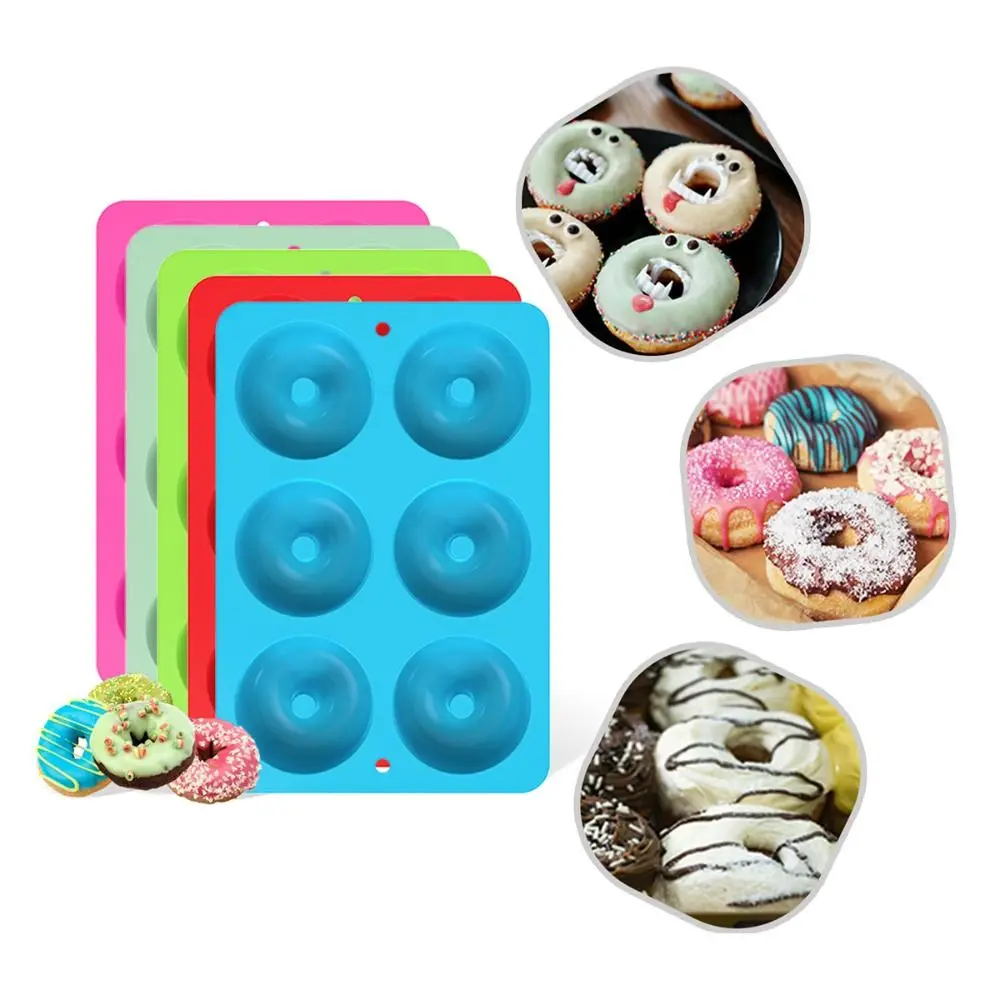 New Silicone Donut Mold High Temperature Resistant Food Grade Silicone Baking Pan 6 Holes Non-Stick Pastry Tools Home Baking