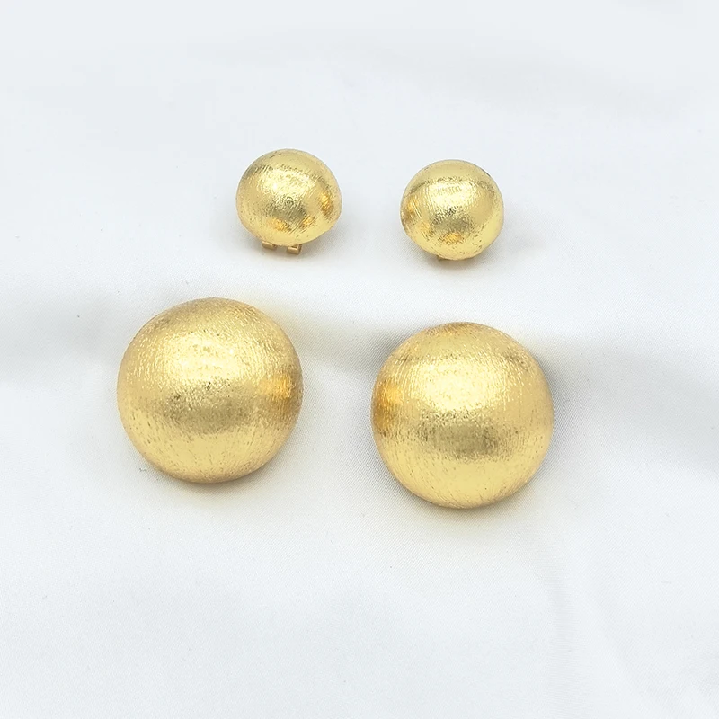 Clip Earrings For Women Gold Plated Copper Bold Round Earrings African Dubai Statement Jewelry For Bridal Wedding Gift