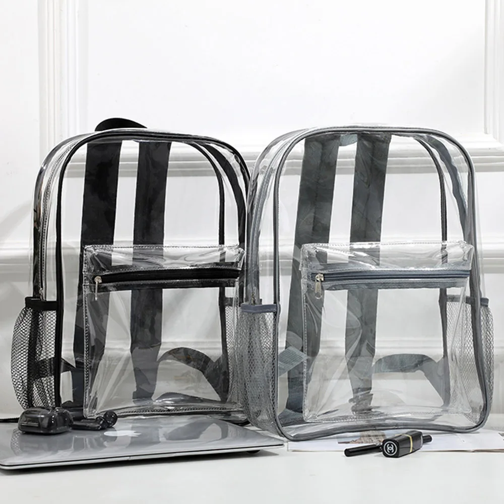 Neuankömmling benutzer definierte Name transparente PVC-Rucksack Outdoor-Sport transparente wasserdichte Reisetasche personal isierte PVC-Rucksack