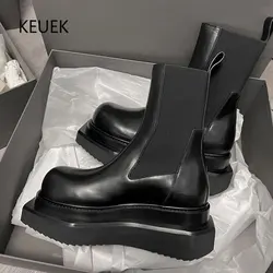 Luxury Fashion Men Chelsea Boots Women Shoes Thick Sole Platform Leather Ankle Boots Casual Knight Shoes Motorcycle Boots