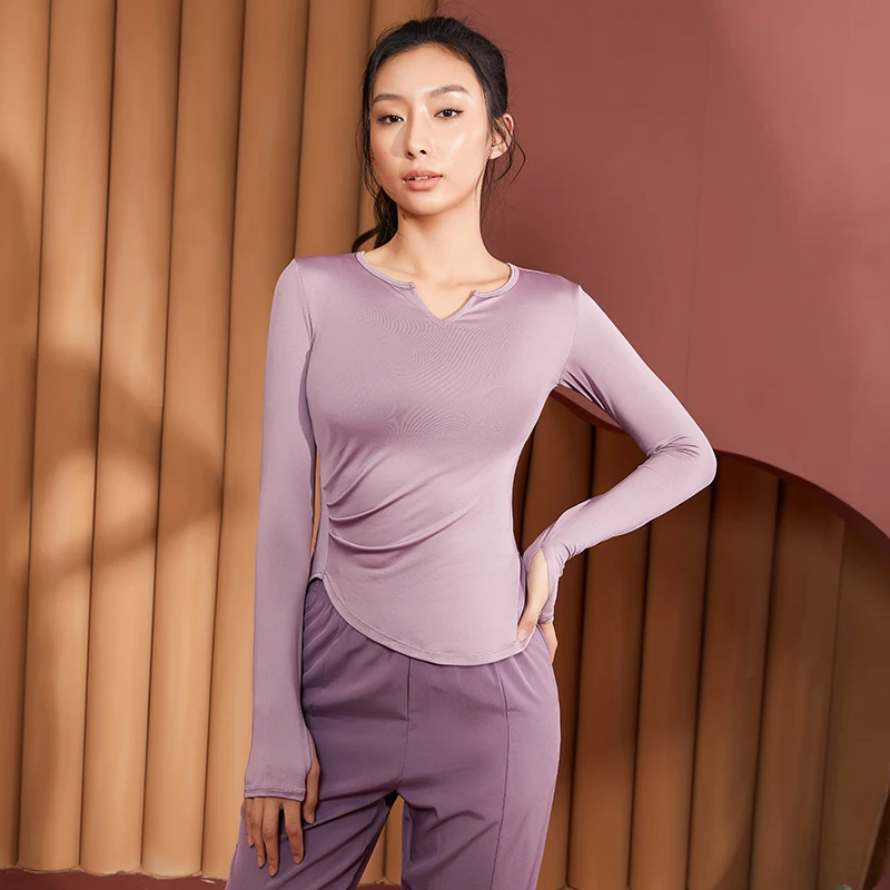 Sexy Women Blouses Sport Shirts Solid Color High Elastic Gym Yoga Top Jogging Running Breathable Long Sleeve T-Shirts Top Ladies