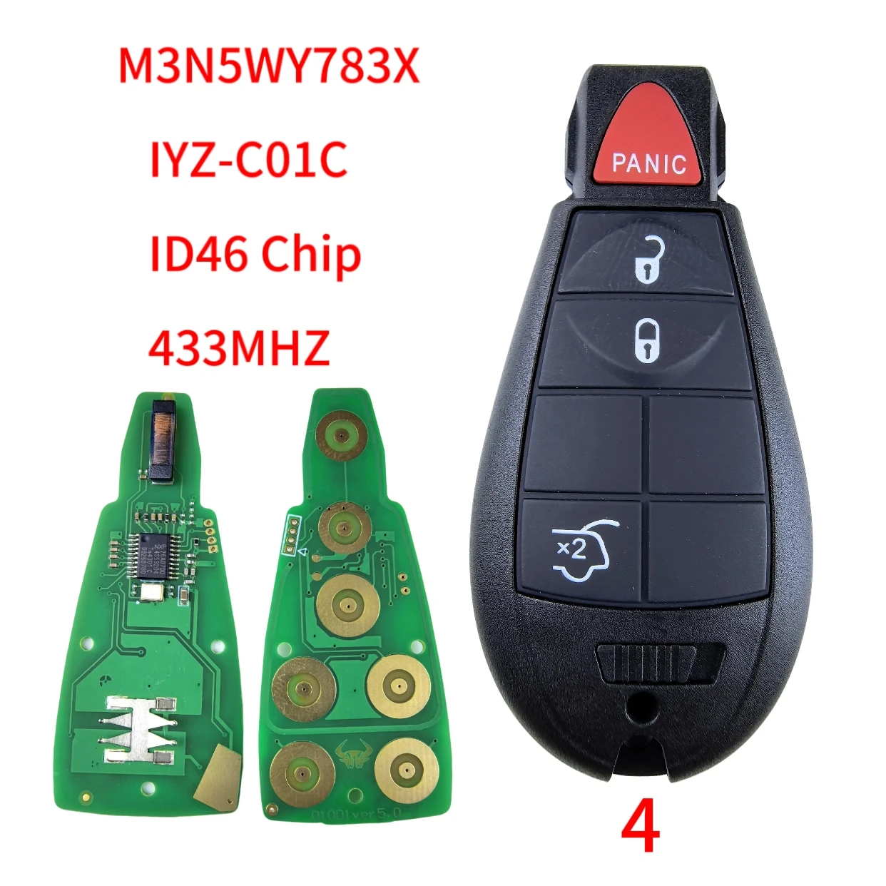 Jingxin 433Mhz 7941-Chip Fernbedienung Autoschlüssel M3N5WY783X für Chrysler Town & Country, für Jeep Grand Cherokee, für Dodge Caravan Journey – Detail 13