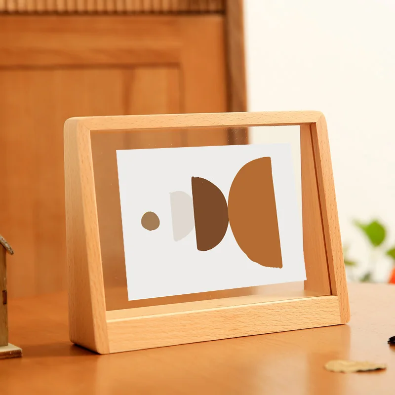 Acrylic Solid Wood Photo Frame, Tabletop Ornaments, U Shaped Photo Frame, Creative Gift, 7 in, 8 in