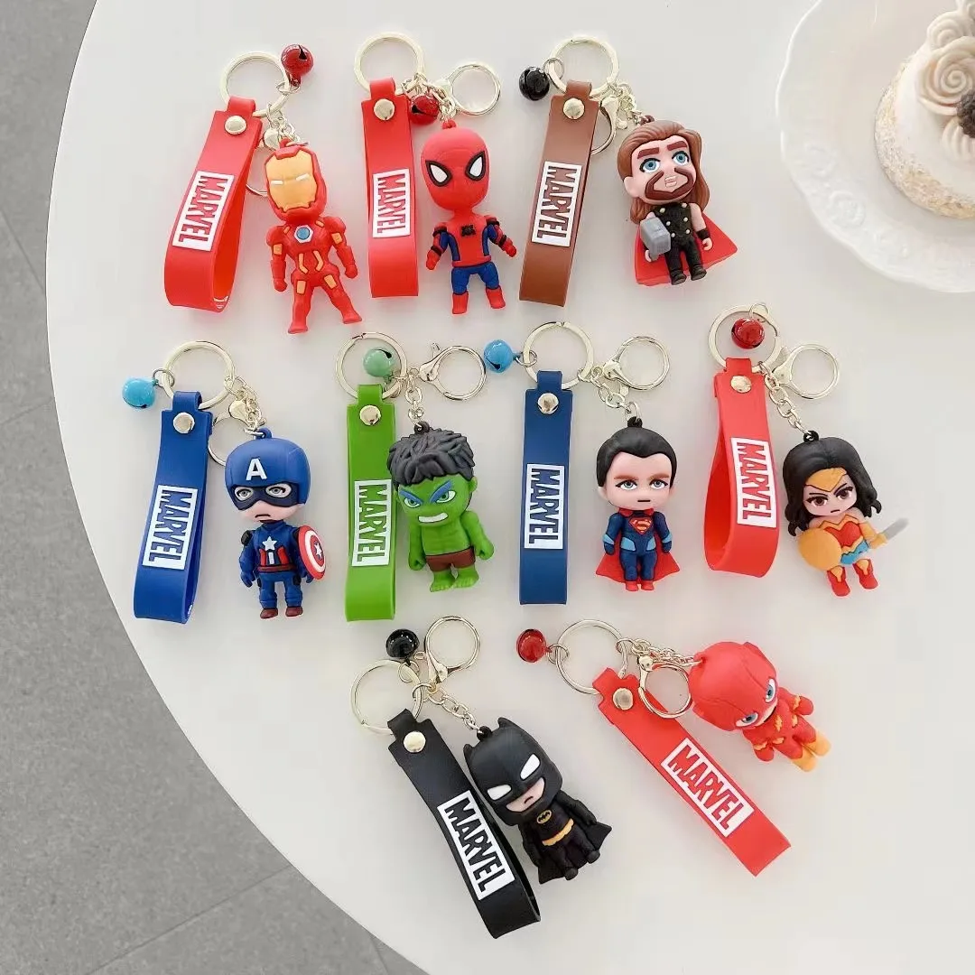 Cartoon Spider-Man PVC Keychain Thor Iron Key Ring Men Movie Periphery Backpack Doll Pendant Accessories Jewelry Key Holder