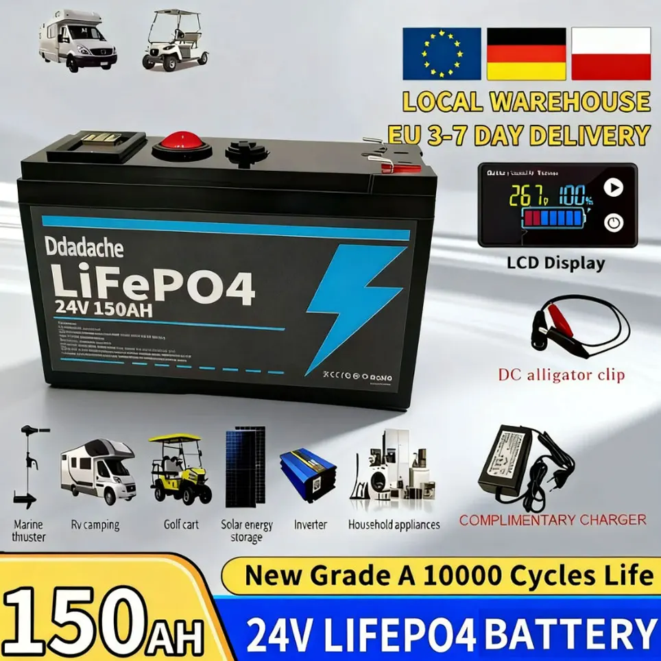 Image of 24 Volt 150 Amperestunden 18650 Lithium-Akku-Pack, wiederaufladbarer Solar-Akku für Elektrofahrzeuge + 25,2 Volt 2 Ampere Ladegerät, geeignet für Unkrautbekämpfungsmaschinen als Zusatzakku