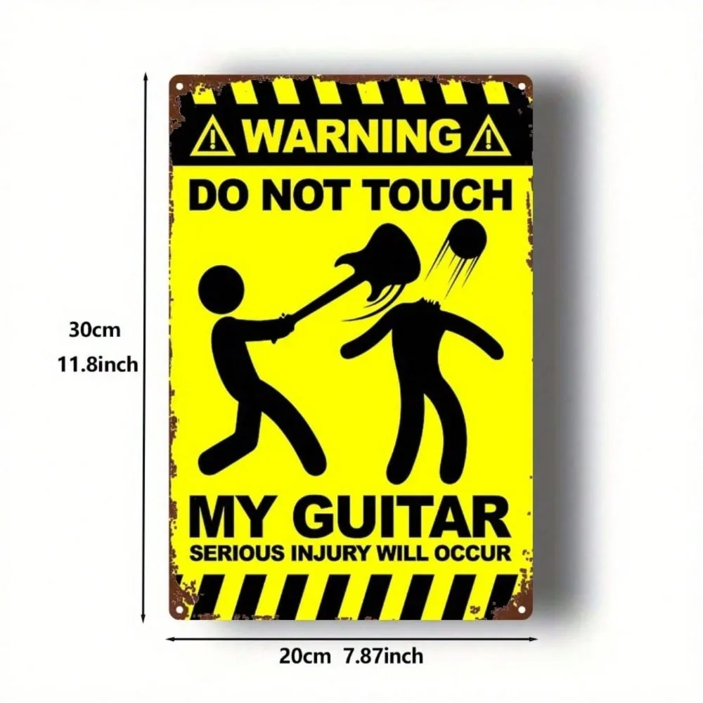 CIFbuy Funny Do Not Touch My Guitar Sign, Retro Aluminum Wall Art 12x12 Inch Waterproof Durable, Humorous Music Room Home Decor