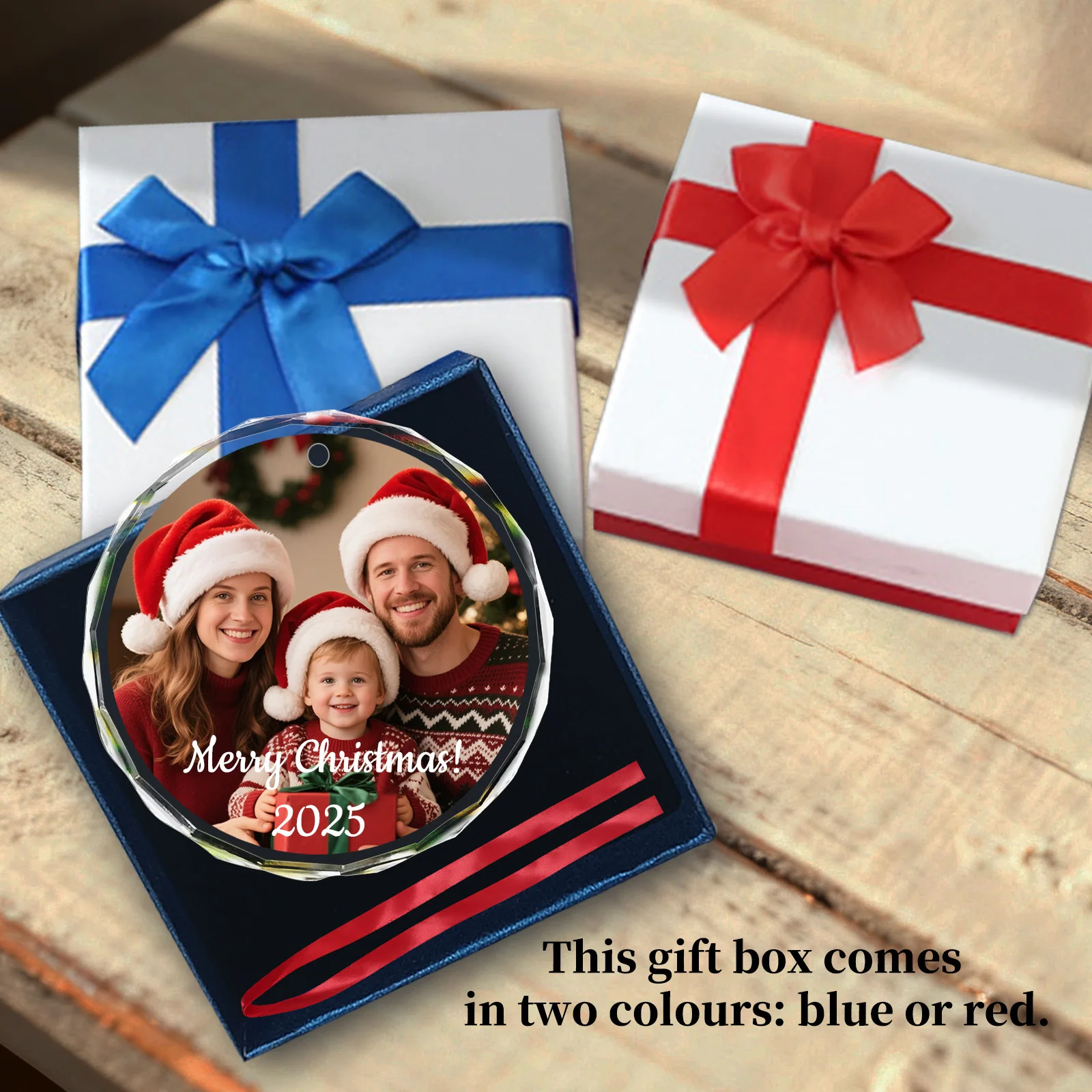 زخرفة صور عيد الميلاد المخصصة ، هدية عيد الميلاد الشخصية للعائلة تذكار شجرة كرة زجاجية ديكور 2025 هدية الذكرى السنوية المنزلية