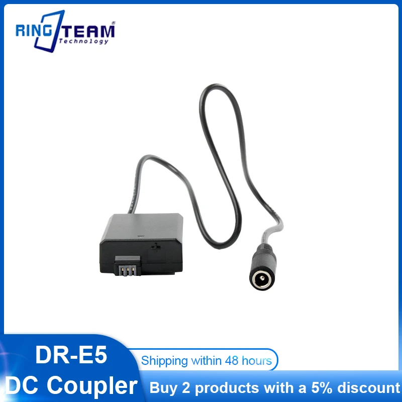 

DRE5 DR E5 DR-E5 5.5*2.1MM Female DC Coupler LP-E5 Dummy Battery for Canon EOS 450D 500D 1000D Kiss F X2 X3 Rebel XSi XS T1i