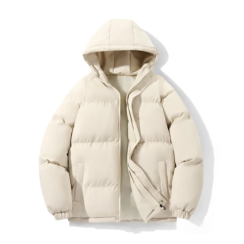 

Winter New Fashion Men's Solid Color Loose Casual Trendy Thicken Simple Basic Daily Hooded Quilted Coats Male Parkas Clothes