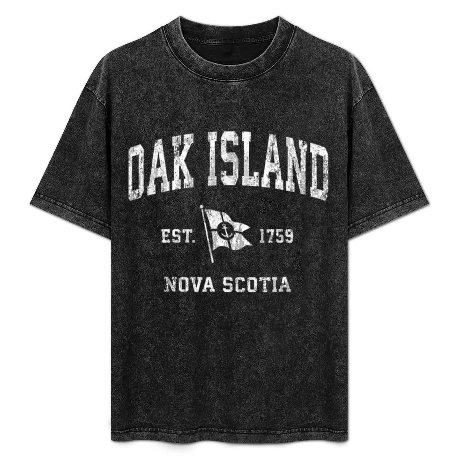 

Oak Island Canada Vintage Nautical Boat Anchor Flag Sports T-Shirt essential t shirt Luxury man big and tall t shirts for men