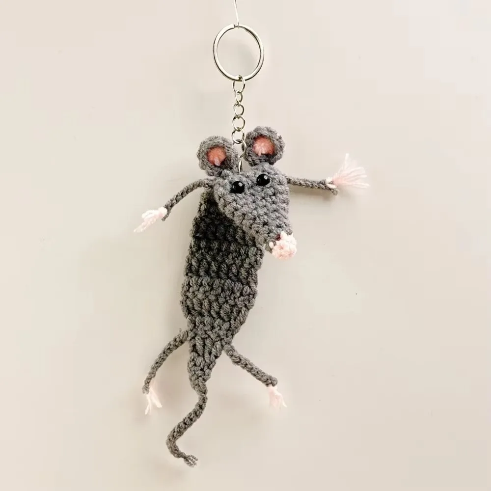 Handmade Knitted Crochet Mouse Pendant Pendant Style Keychain Decoration Backpack Keychain Bag Accessory Animal Pendant Hanging