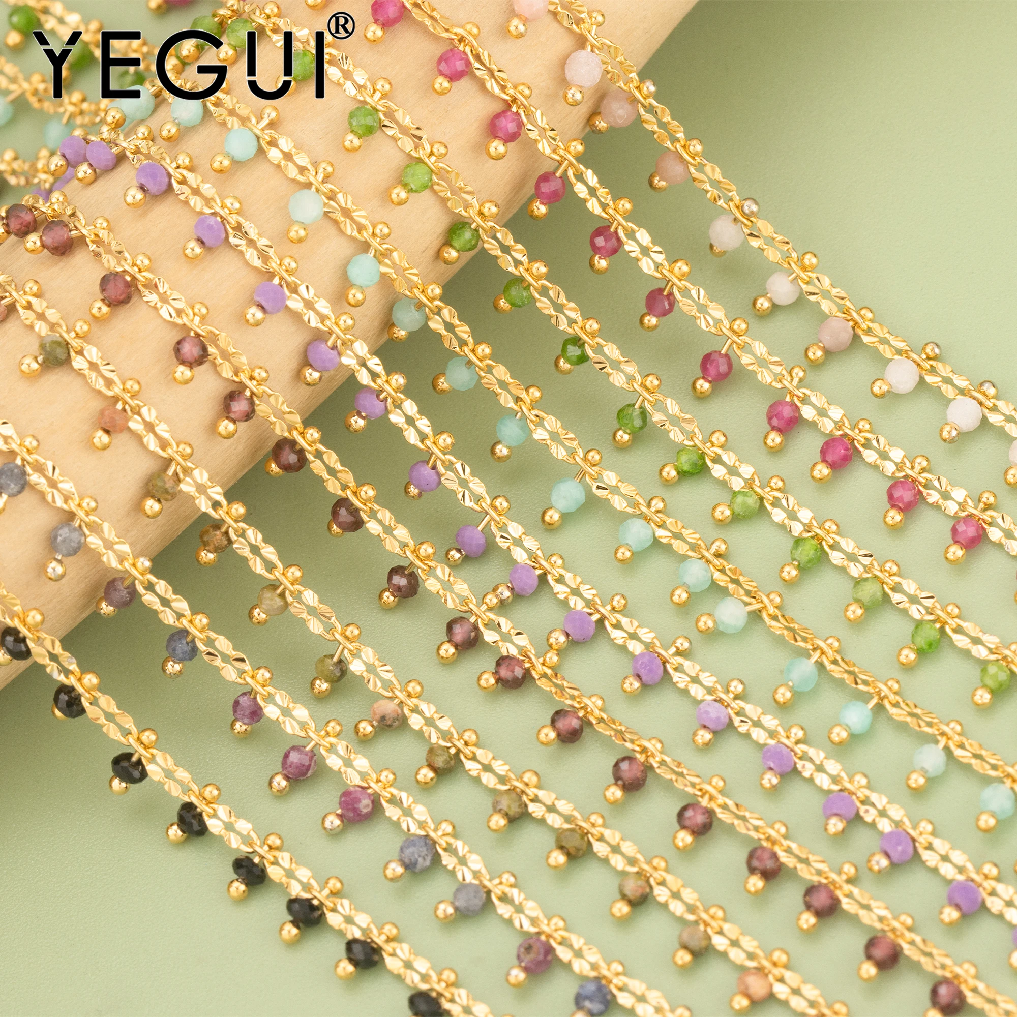 YEGUI, 50 cm/lote, C441, cadena, chapado en rodio de oro de 18k, cobre, piedra natural, dijes, hecho a mano, fabricación de joyas, collar de pulsera diy