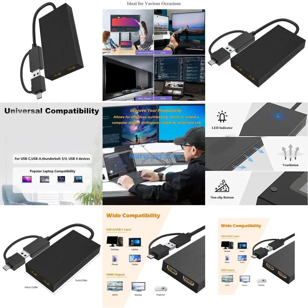

C7AB 4K Display Adapter USB3.0 TypeC to Converter for Efficient Work and Entertainment Support 4k 3840x2160@30Hz
