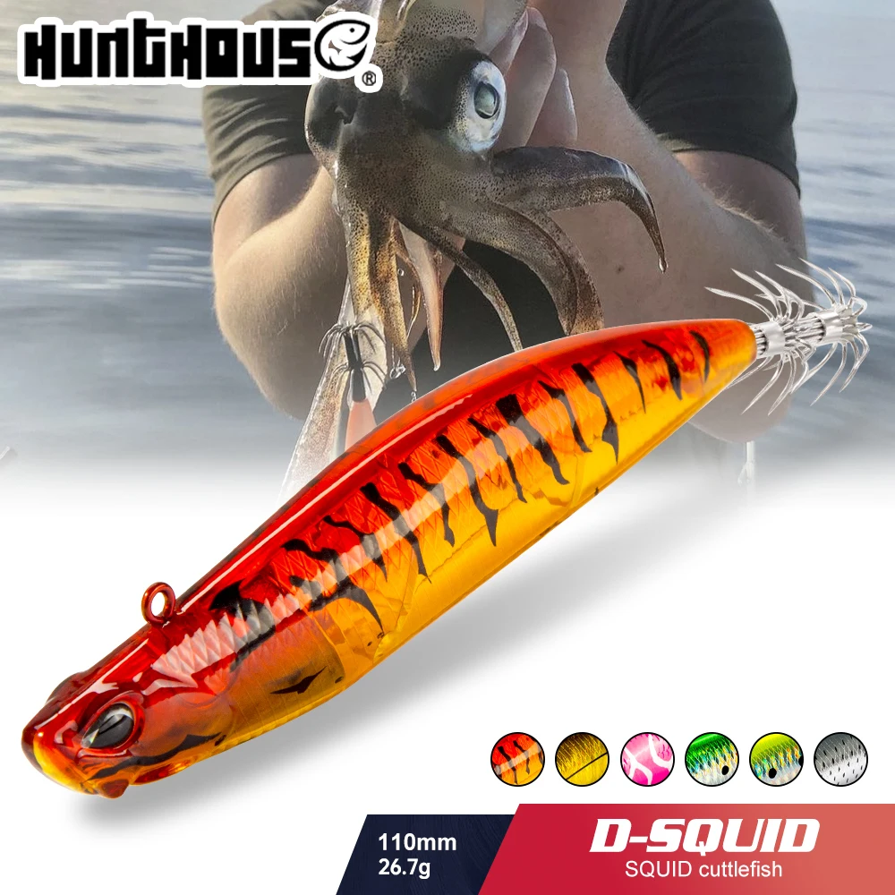 

Hunthouse D-squid Jigging Lure Pencil LW522 110mm 26.7g Sinking Suqid Leurre Tip-run EGI Hook Fishing Hard Bait For Turlutte