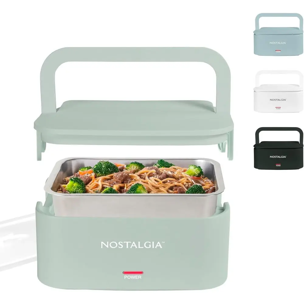 

32-Ounce Heated Electric Lunch Box – Travel Size 4 Cup Capacity for Soup, Pasta, and Leftovers – Leak-Proof Silicone Sealed Lid,