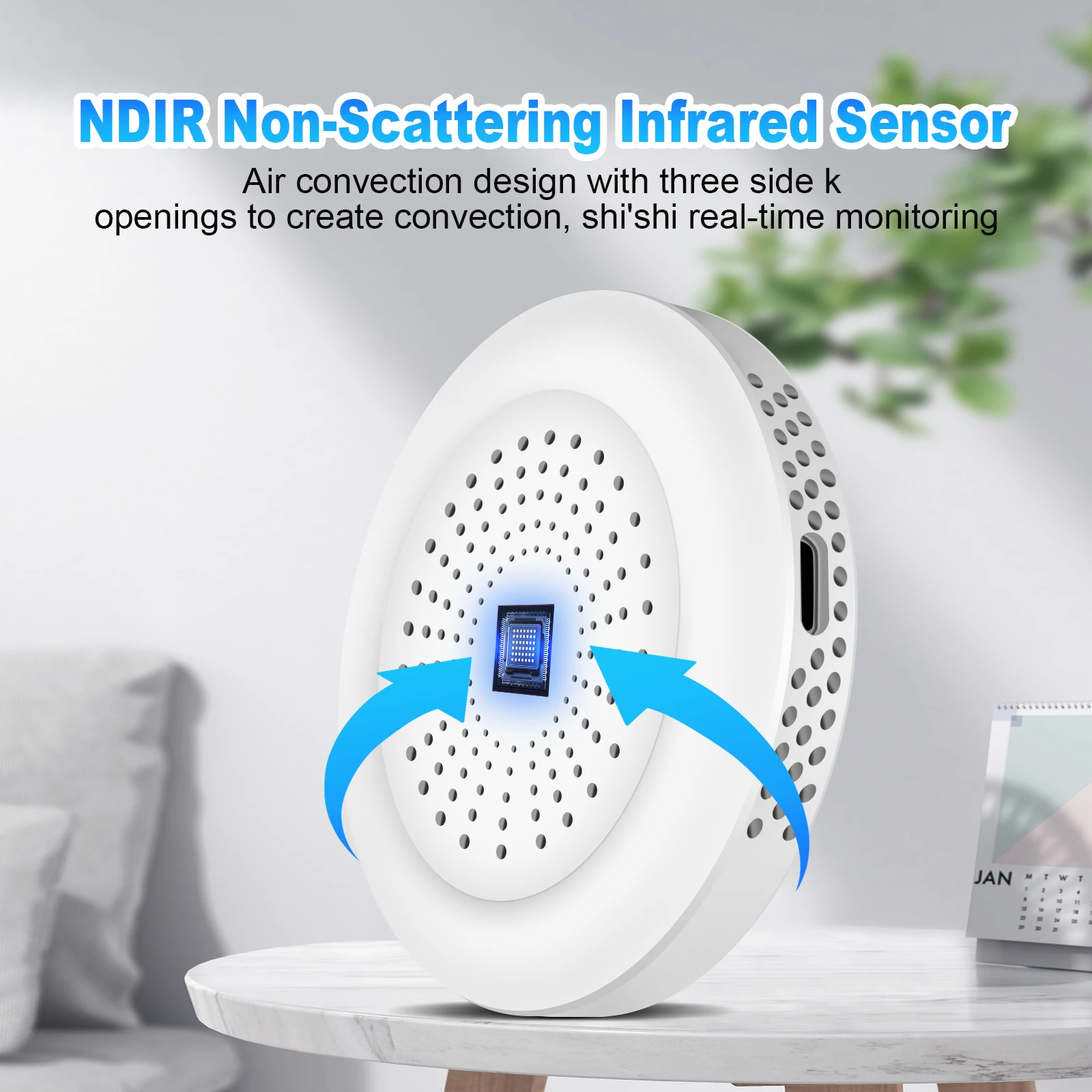 Compact 3-in-1 CO2 Detector - Portable Air Quality Monitor for Carbon Dioxide, Temperature & Humidity, Ideal for Home and Travel