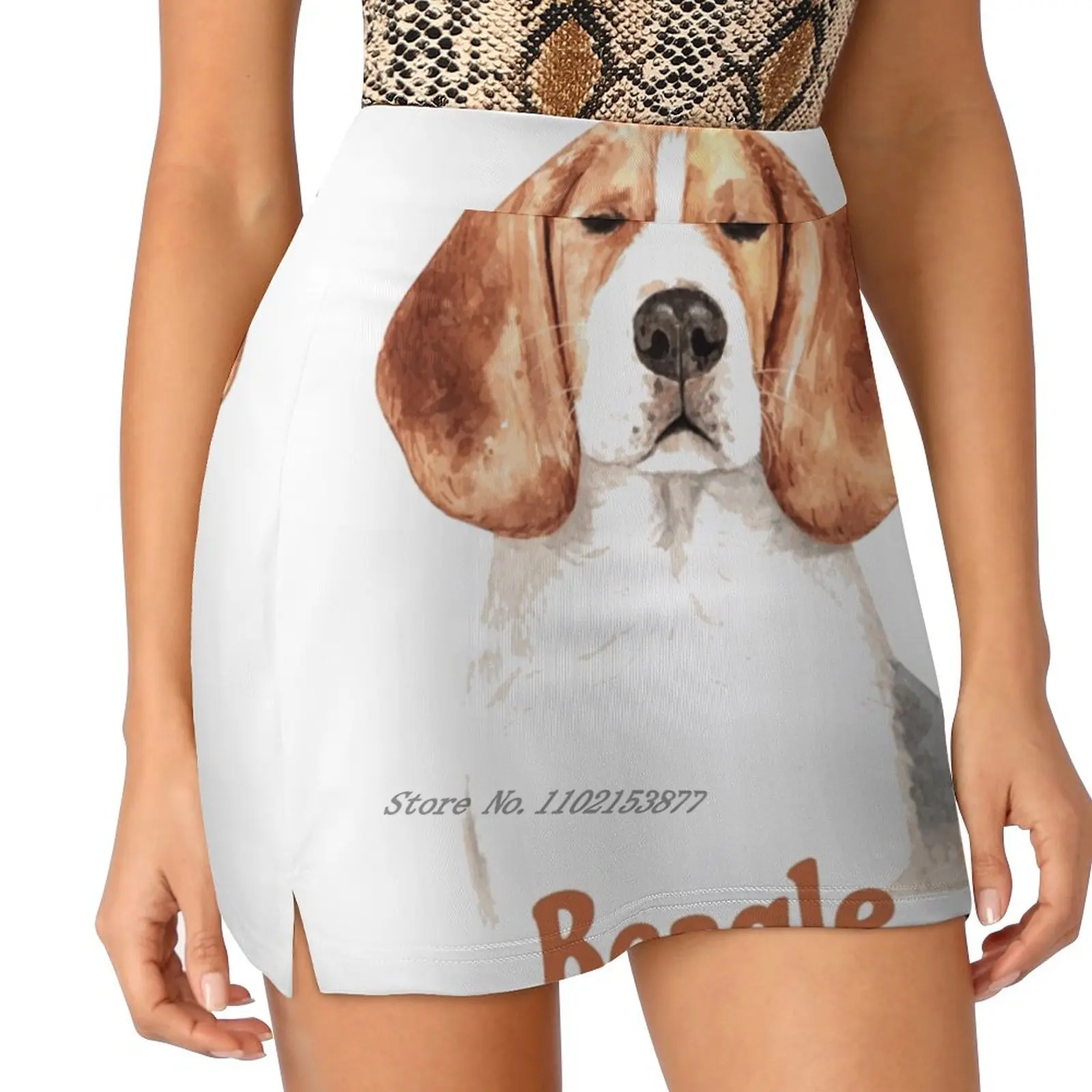 Beagle cão raça amante do cão novas saias femininas dupla camada impressa vestido curto mini saia esportiva beagle cão raça amante cães