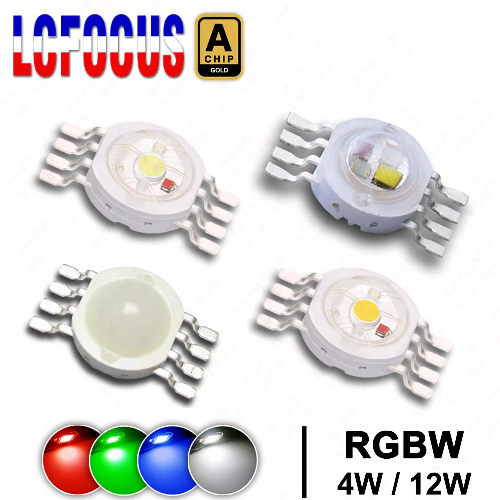 High Quality 4W 12W RGBW LED Chip 1W 3W Red Green Blue White COB For DJ DMX Holiday Festival Bar Lamps Stage Lights