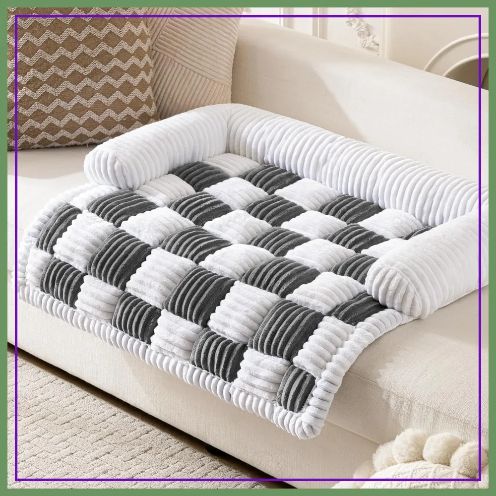 

Fluffy Flannel Dog Bed for Furniture Protector, Non-Slip Couch Cover for Pets, Washable Dog Mat for Couches and Sofas, Grey, 33.45x30.71 in