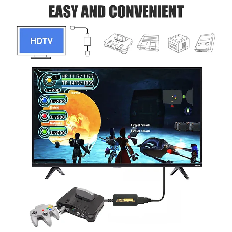 1080P N64 to HDMI Compatible Converter Game Adapter Plug and Play HD Cable Adapter for Nintendo 64/NGC/SNES Video Game Console