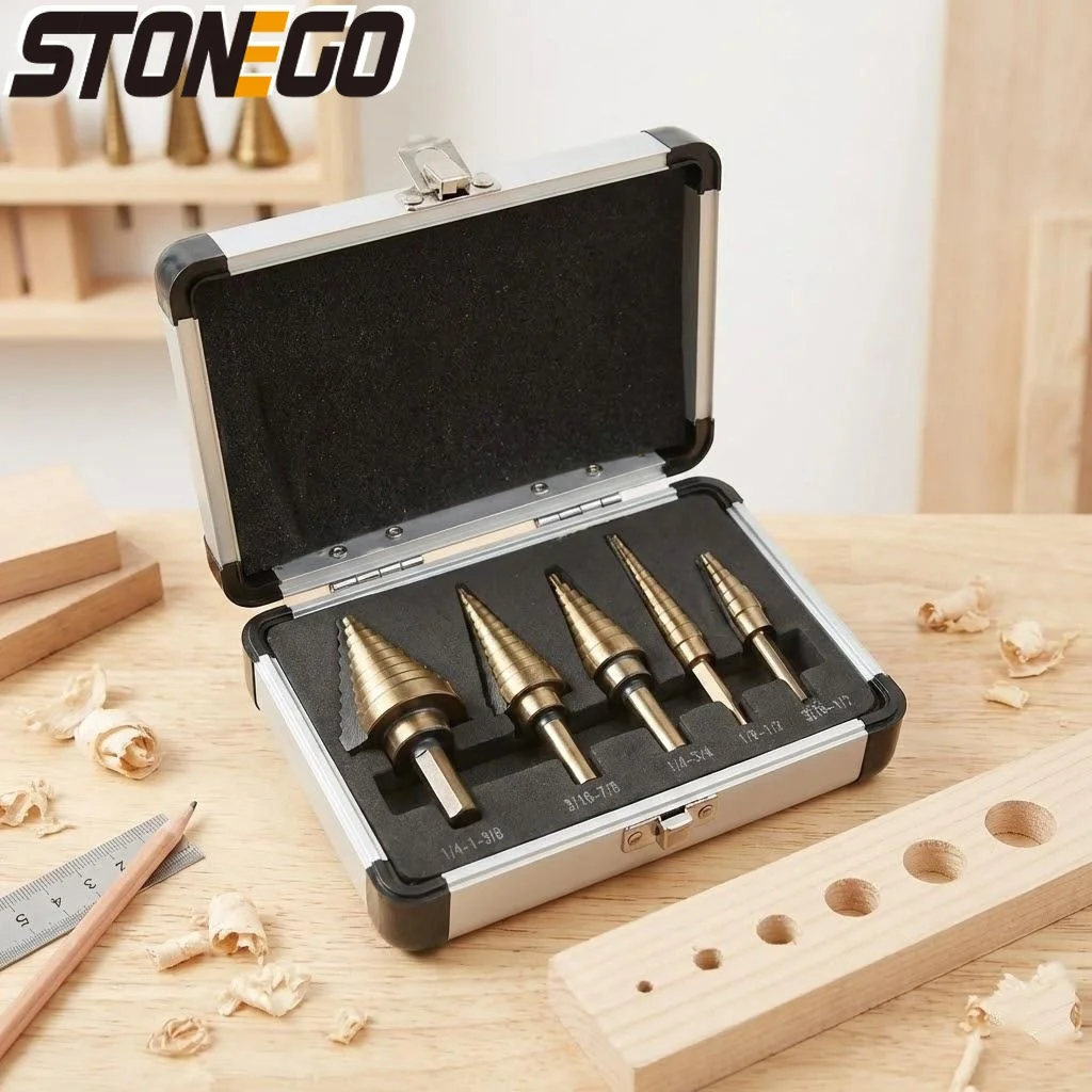 

5pcs HSS Cobalt Step Drill Set Titanium Coated Conical Carbide Drill Bits 50 Size High Performance Tool