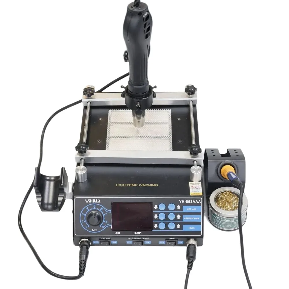 

3-in-1 YIHUA 853AAA Welding Station 1350W Brushless Fan Hot Air Gun Preheater Soldering Iron Kit LED Temperature Control