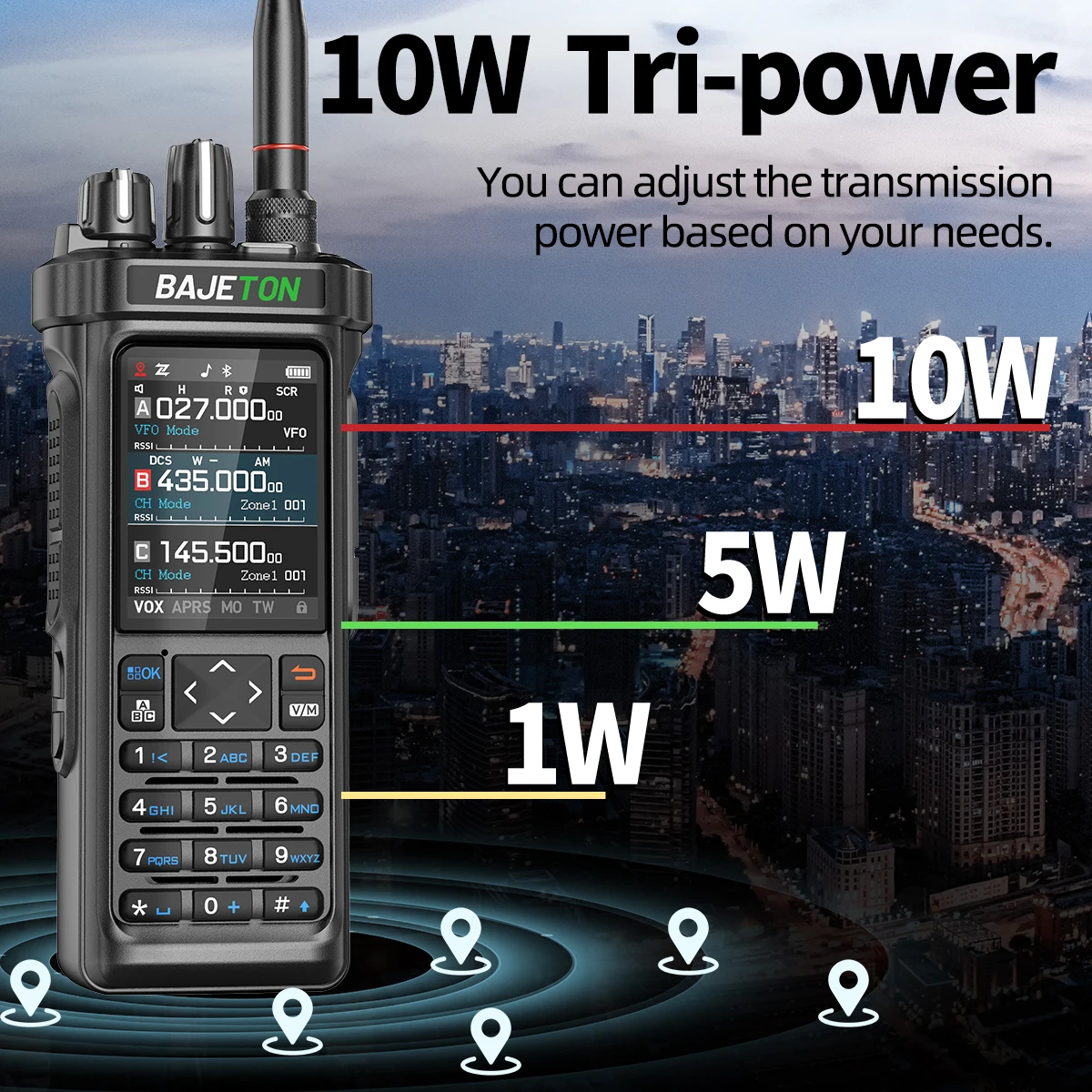 BAJETON BJ-9000 GPS APRS أجهزة اتصال لاسلكية 10 واط CB 27 ميجا هرتز SW MW LW AM تلقي برمجة بلوتوث NOAA VOX راديو الموجة القصيرة RT-950