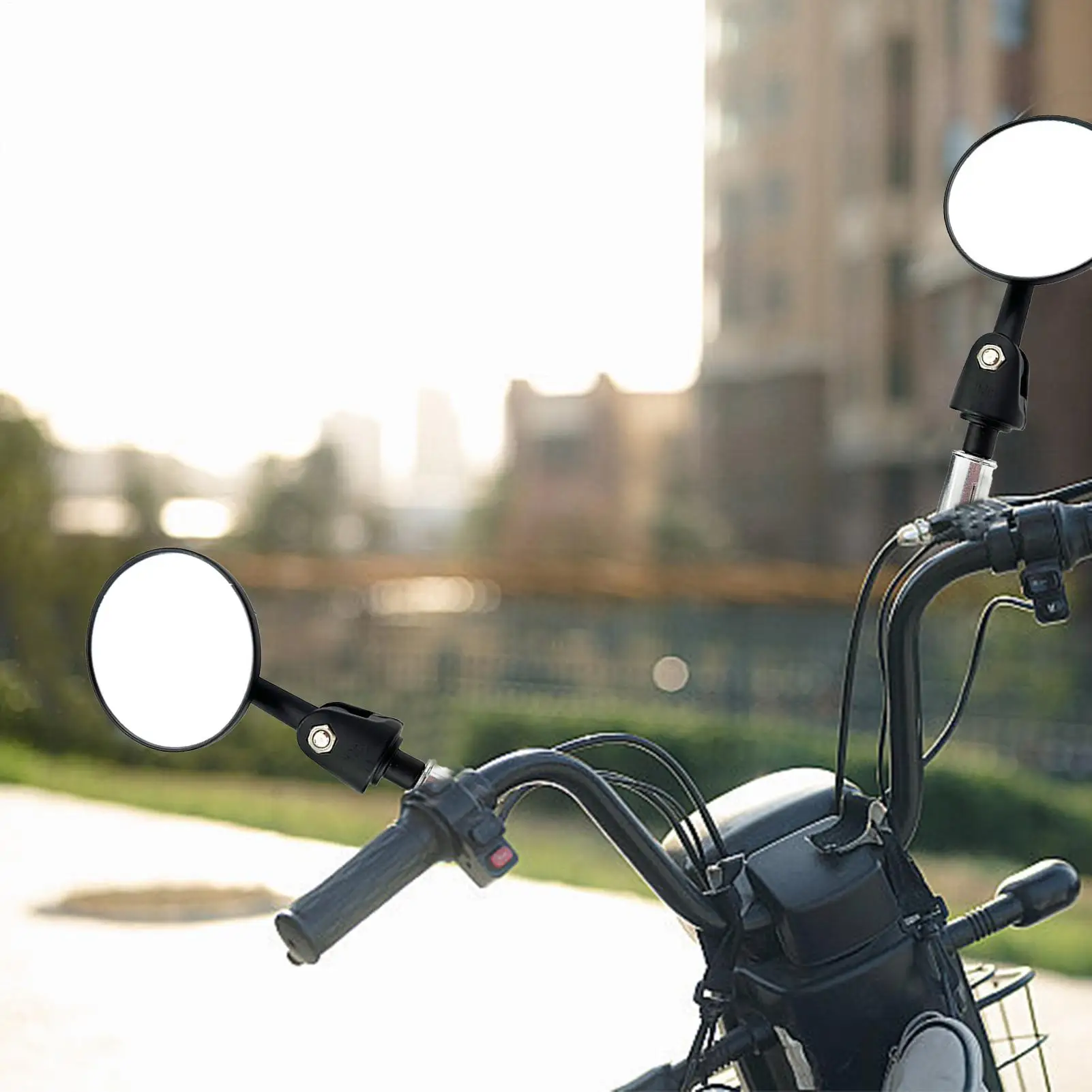 Scooter Mirrors 360 Degree Adjustable View Parts 2-piece Motorcycle Bar End Mirrors For Cycling Biking Motorcycling ATV Riding