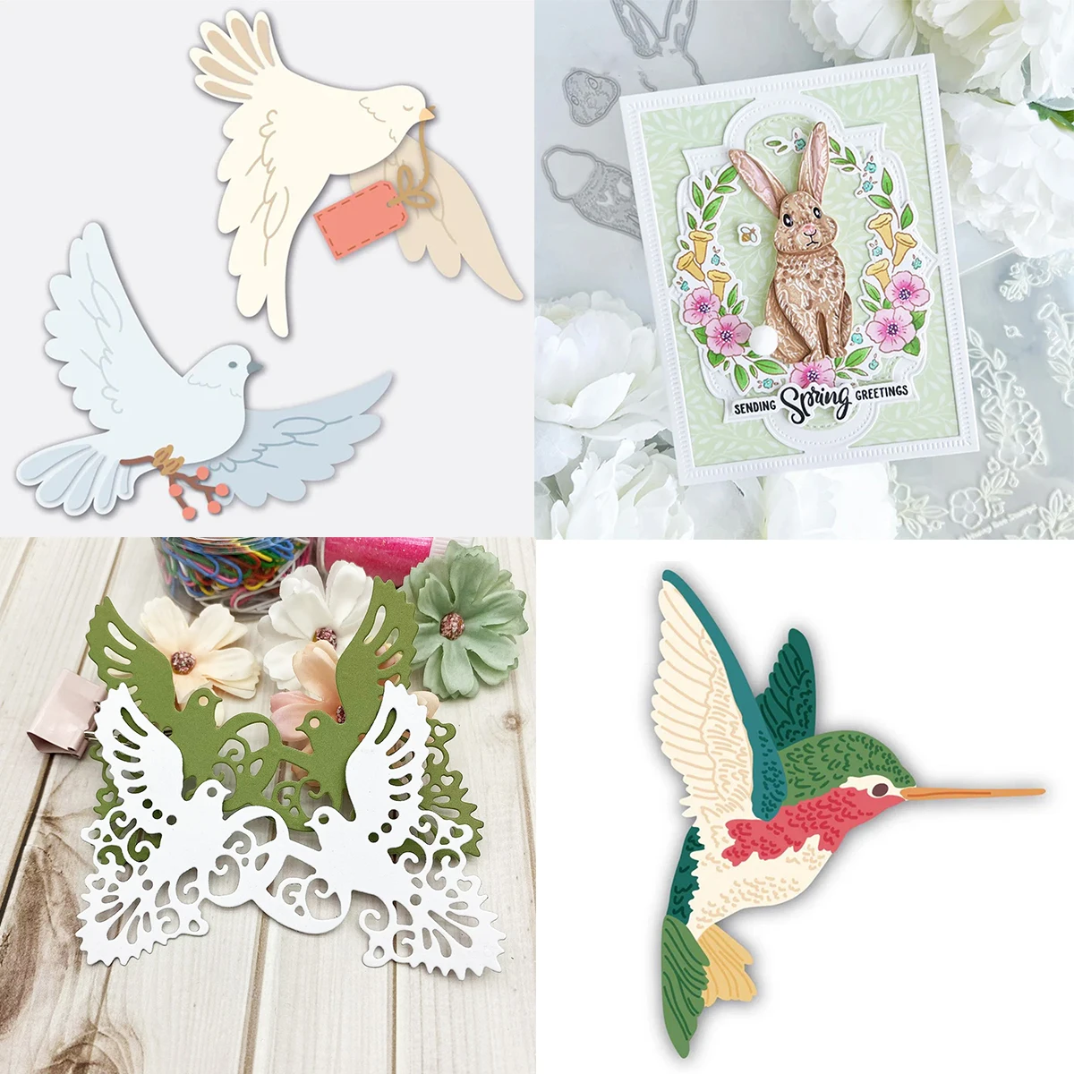 

2025 New DIY metal cutting mold for Season album Scrapbook 3D greeting card decoration Pigeon hummingbird Rabbit template