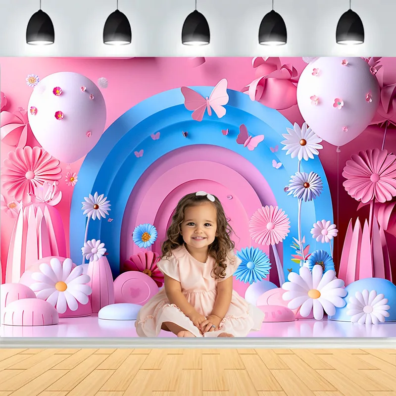 

Baby Shower Happy Birthday Party Photography Backdrops Newborn Kids Air Balloon Princess Tropical Jungle Photo Background BB-42