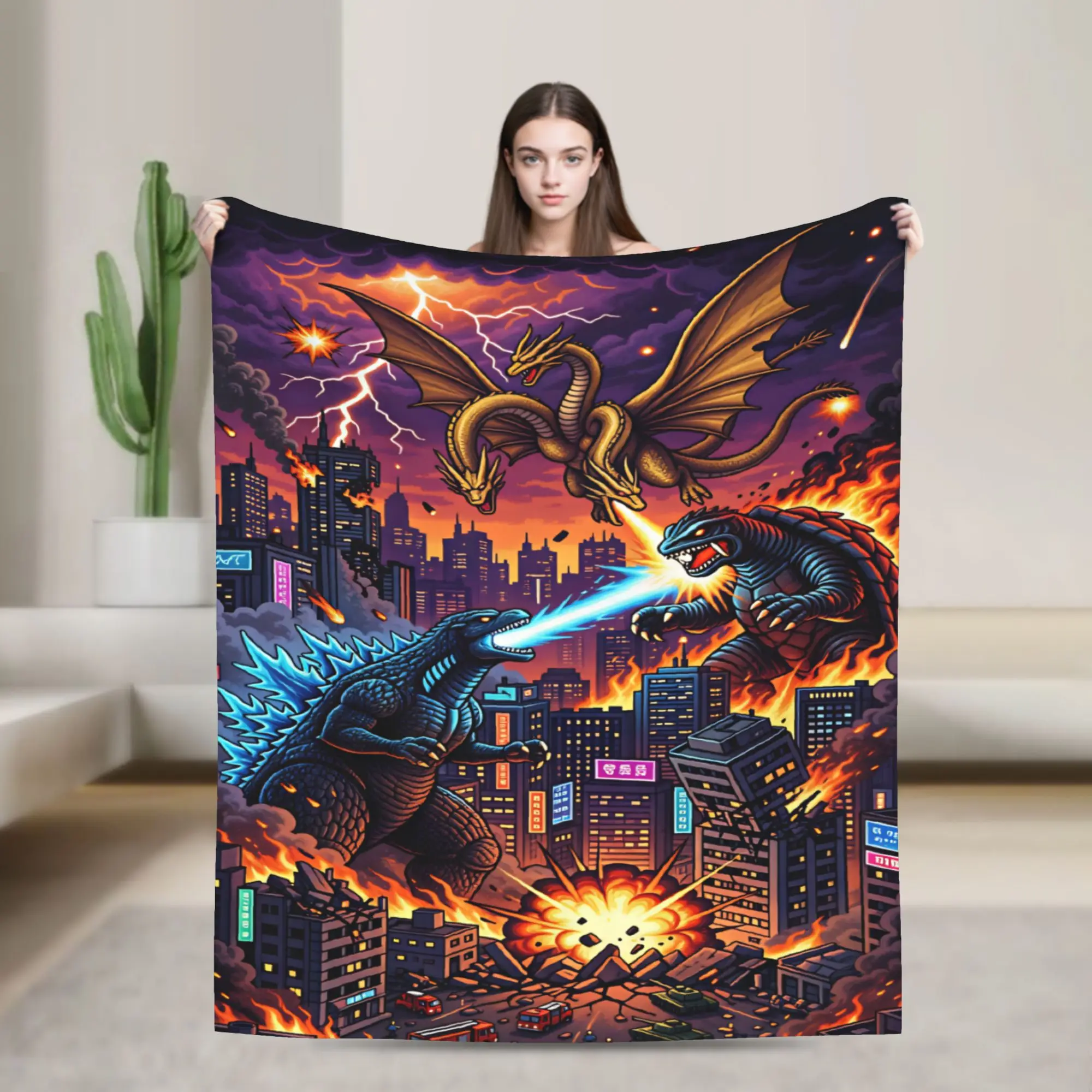 G-Godzillas  Blanket  Warm Soft Funny Plush Throw Blanket For Outdoor Camping Flannel Bedspread Bed Cover