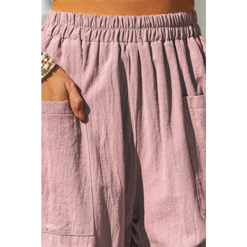 عادية المرأة سراويلي حريمي الصيف الإناث القطن الكتان فضفاض واسعة الساق السراويل الطويلة Homewear سراويل تقليدية النمط الكوري
