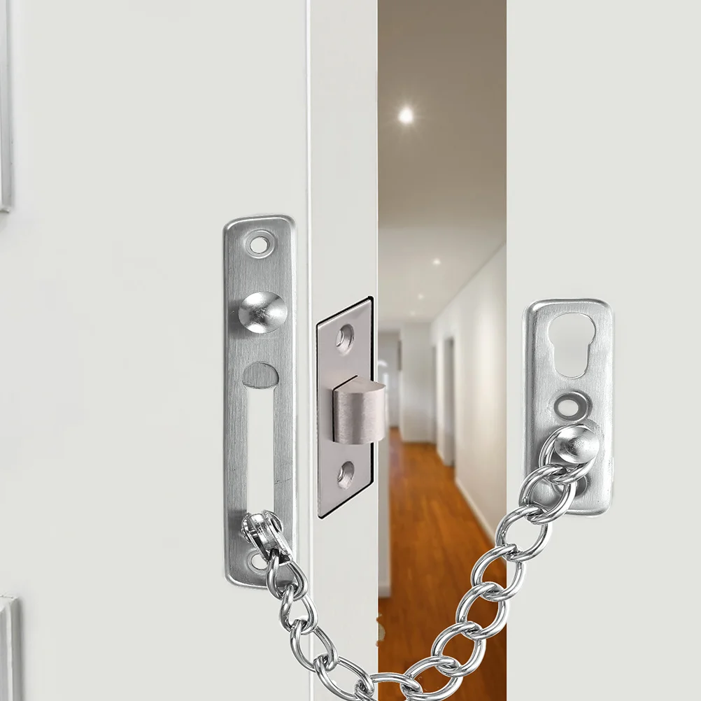 2 قطعة سلاسل أمان للباب من الفولاذ المقاوم للصدأ شديدة التحمل قفل مضاد للسرقة للأبواب الأمامية والنوافذ أجهزة أمان باب الأمان الداخلي #2