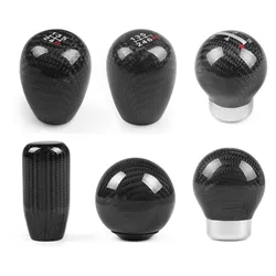 5/6 Speed Real Carbon Fiber Gear Shift Knob Round Ball Shape Manual Transmission Shifter Lever Knob M8x1.25 M10x1.25 M10x1.5