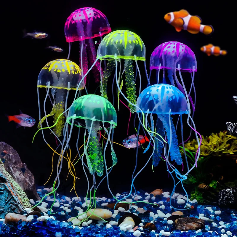 Artificial Swim Luminous Jellyfish Aquarium Decoration Fish Tank Underwater Live Plant Luminous Ornament Aquatic Landscape