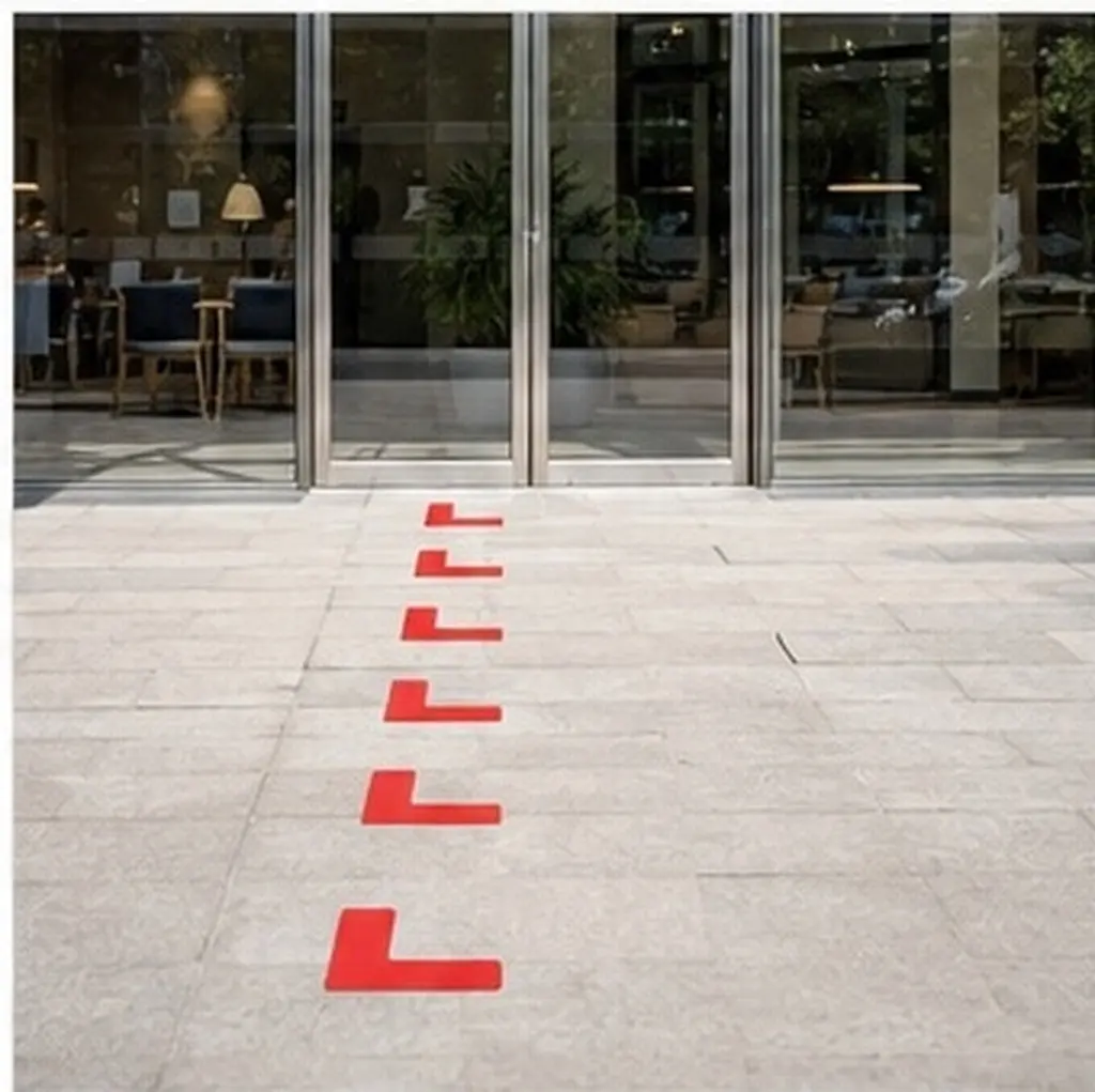 100Pcs Positioning Warning Sign Stickers Permanent Adhesive Floor Decals for Social Distancing Traffic Flow Marking Indoor