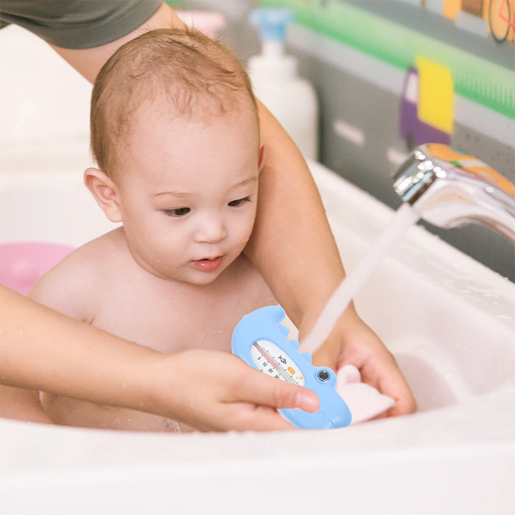 

2pcs Baby Water Temperature Meter Newborn Bath Pool Cartoon Blue Crocodile PP Shatter Resistant Accurate Bathtub